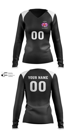 Womens Long Sleeve Vneck Shirt, LaCaze, Women's Volleyball, Teamtime, Team time, sublimation, custom sports apparel, team uniforms, spirit wear, spiritwear, sports uniforms, custom shirts, team store, custom team store, fundraiser sports, apparel fundraiser