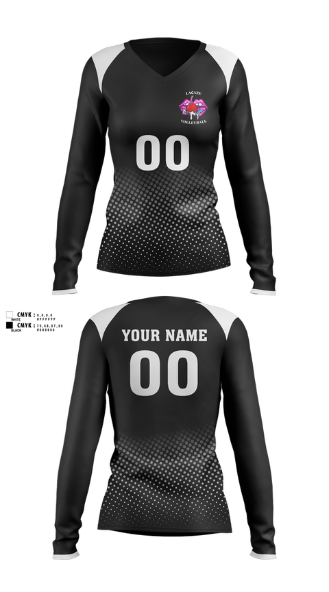 Womens Long Sleeve Vneck Shirt, LaCaze, Women's Volleyball, Teamtime, Team time, sublimation, custom sports apparel, team uniforms, spirit wear, spiritwear, sports uniforms, custom shirts, team store, custom team store, fundraiser sports, apparel fundraiser