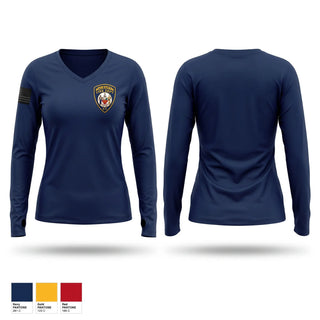 Womens Long Sleeve Vneck Shirt, Engine 10/Ladder 11/Battalion 1, Fire Department, Teamtime, Team time, sublimation, custom sports apparel, team uniforms, spirit wear, spiritwear, sports uniforms, custom shirts, team store, custom team store, fundraiser sports, apparel fundraiser