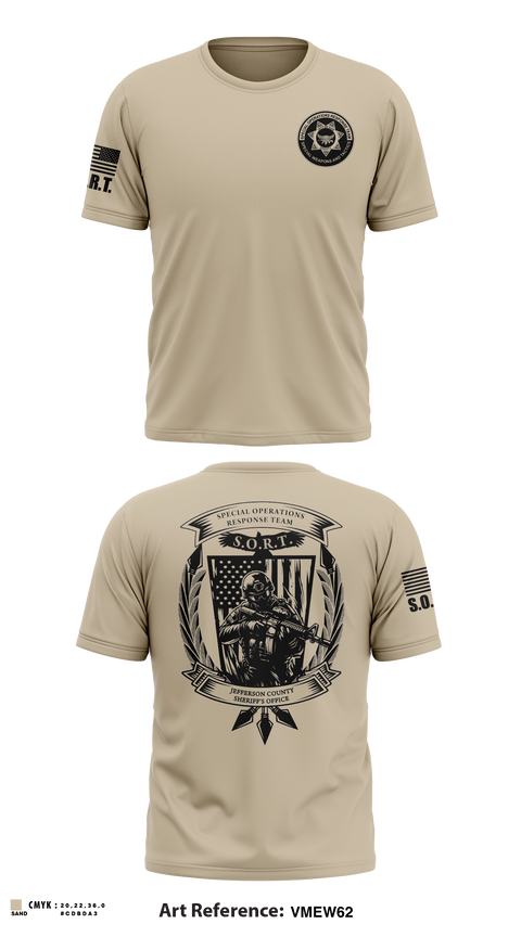 Old School Cotton Feel Shirt, Jefferson County Sheriff's Office S.O.R.T., Police, Teamtime, Team time, sublimation, custom sports apparel, team uniforms, spirit wear, spiritwear, sports uniforms, custom shirts, team store, custom team store, fundraiser sports, apparel fundraiser