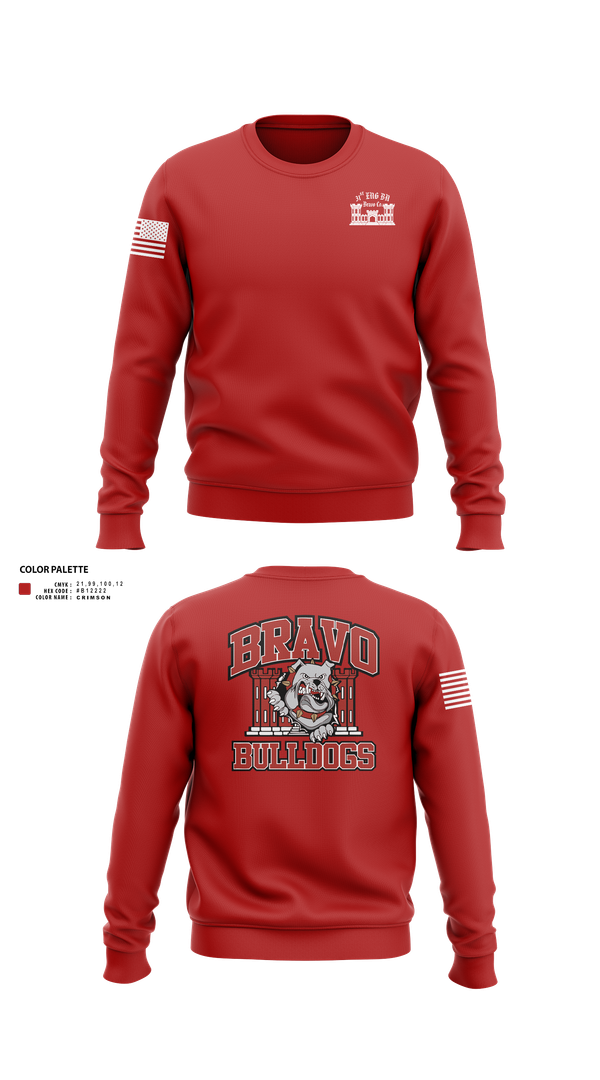 Crew Neck Sweatshirt, Bravo Company “Bulldogs” 31st Engineer Battalion, , Teamtime, Team time, sublimation, custom sports apparel, team uniforms, spirit wear, spiritwear, sports uniforms, custom shirts, team store, custom team store, fundraiser sports, apparel fundraiser