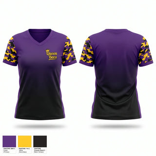 Womens Short Sleeve Vneck Shirt, Queen Bees, Softball, Teamtime, Team time, sublimation, custom sports apparel, team uniforms, spirit wear, spiritwear, sports uniforms, custom shirts, team store, custom team store, fundraiser sports, apparel fundraiser