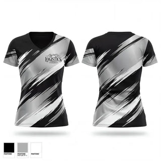 Womens Short Sleeve Vneck Shirt, W3D Logistics, Bowling, Teamtime, Team time, sublimation, custom sports apparel, team uniforms, spirit wear, spiritwear, sports uniforms, custom shirts, team store, custom team store, fundraiser sports, apparel fundraiser