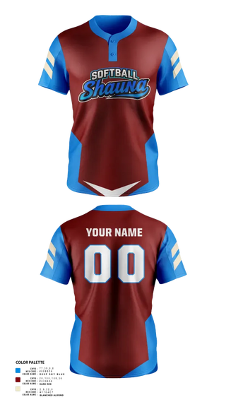 Two Button Softball Jersey, Softball ShaunaS, Softball, Teamtime, Team time, sublimation, custom sports apparel, team uniforms, spirit wear, spiritwear, sports uniforms, custom shirts, team store, custom team store, fundraiser sports, apparel fundraiser