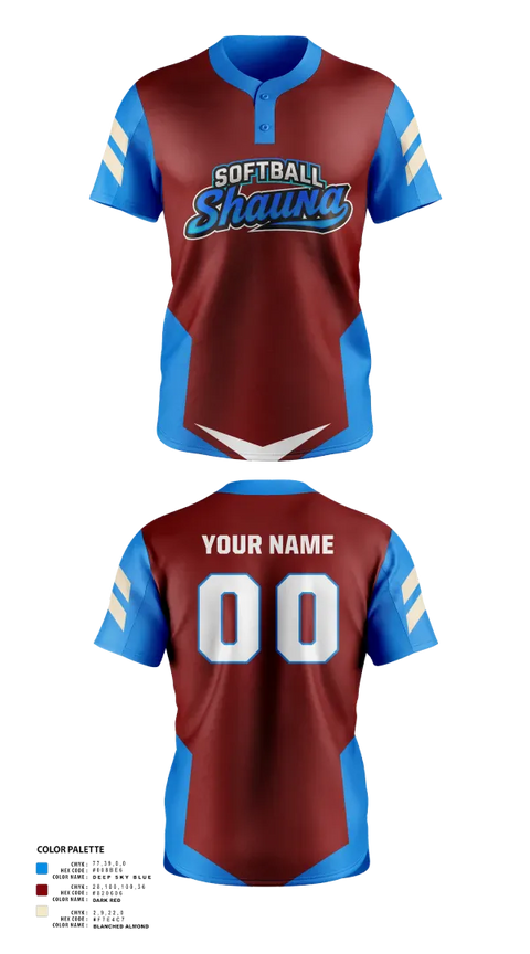 Two Button Softball Jersey, Softball ShaunaS, Softball, Teamtime, Team time, sublimation, custom sports apparel, team uniforms, spirit wear, spiritwear, sports uniforms, custom shirts, team store, custom team store, fundraiser sports, apparel fundraiser