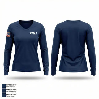 Womens Long Sleeve Vneck Shirt, WVFAS, EMS/EMT, Teamtime, Team time, sublimation, custom sports apparel, team uniforms, spirit wear, spiritwear, sports uniforms, custom shirts, team store, custom team store, fundraiser sports, apparel fundraiser