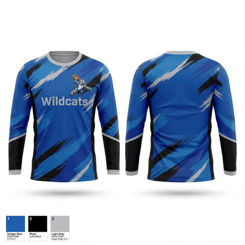 Long Sleeve Performance Shirt, Wildcats, Men's Basketball, Teamtime, Team time, sublimation, custom sports apparel, team uniforms, spirit wear, spiritwear, sports uniforms, custom shirts, team store, custom team store, fundraiser sports, apparel fundraiser