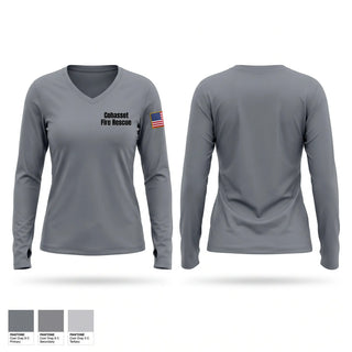 Womens Long Sleeve Vneck Shirt, Cohasset Fire & Rescue, Fire Department, Teamtime, Team time, sublimation, custom sports apparel, team uniforms, spirit wear, spiritwear, sports uniforms, custom shirts, team store, custom team store, fundraiser sports, apparel fundraiser