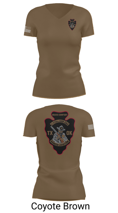 B CO 1-114TH AVN S&S 16112199 Women's Short Sleeve V-neck Shirt - 8