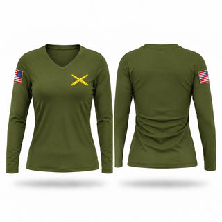Womens Long Sleeve Vneck Shirt, 13 Bravo, Army, Teamtime, Team time, sublimation, custom sports apparel, team uniforms, spirit wear, spiritwear, sports uniforms, custom shirts, team store, custom team store, fundraiser sports, apparel fundraiser