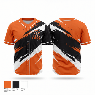 Full Button Baseball Jersey, Astros, Baseball, Teamtime, Team time, sublimation, custom sports apparel, team uniforms, spirit wear, spiritwear, sports uniforms, custom shirts, team store, custom team store, fundraiser sports, apparel fundraiser