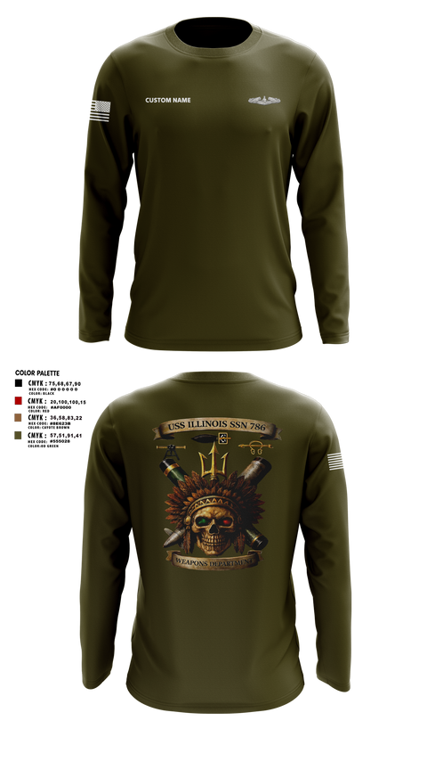 Long Sleeve Performance Shirt, USS Illinois (SSN 786), , Teamtime, Team time, sublimation, custom sports apparel, team uniforms, spirit wear, spiritwear, sports uniforms, custom shirts, team store, custom team store, fundraiser sports, apparel fundraiser