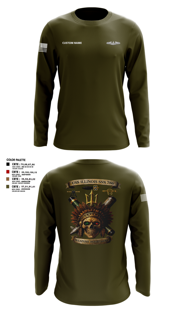 Long Sleeve Performance Shirt, USS Illinois (SSN 786), , Teamtime, Team time, sublimation, custom sports apparel, team uniforms, spirit wear, spiritwear, sports uniforms, custom shirts, team store, custom team store, fundraiser sports, apparel fundraiser