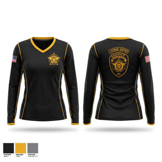Womens Long Sleeve Vneck Shirt, Rockdale County SO Honor Guard, Police, Teamtime, Team time, sublimation, custom sports apparel, team uniforms, spirit wear, spiritwear, sports uniforms, custom shirts, team store, custom team store, fundraiser sports, apparel fundraiser