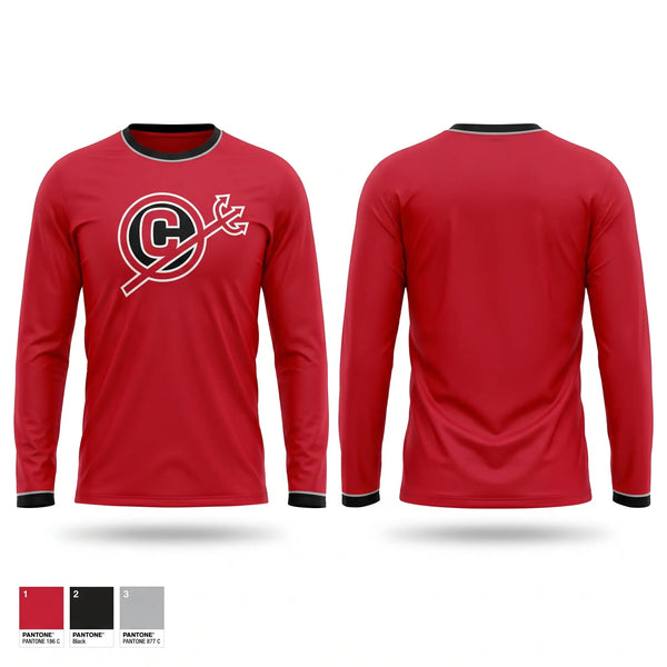 Long Sleeve Performance Shirt, Clinton Red Devils, Track & Field, Teamtime, Team time, sublimation, custom sports apparel, team uniforms, spirit wear, spiritwear, sports uniforms, custom shirts, team store, custom team store, fundraiser sports, apparel fundraiser