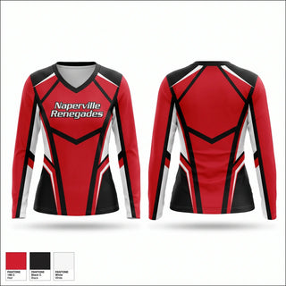 Womens Long Sleeve Vneck Shirt, Naperville Renegades, Baseball, Teamtime, Team time, sublimation, custom sports apparel, team uniforms, spirit wear, spiritwear, sports uniforms, custom shirts, team store, custom team store, fundraiser sports, apparel fundraiser