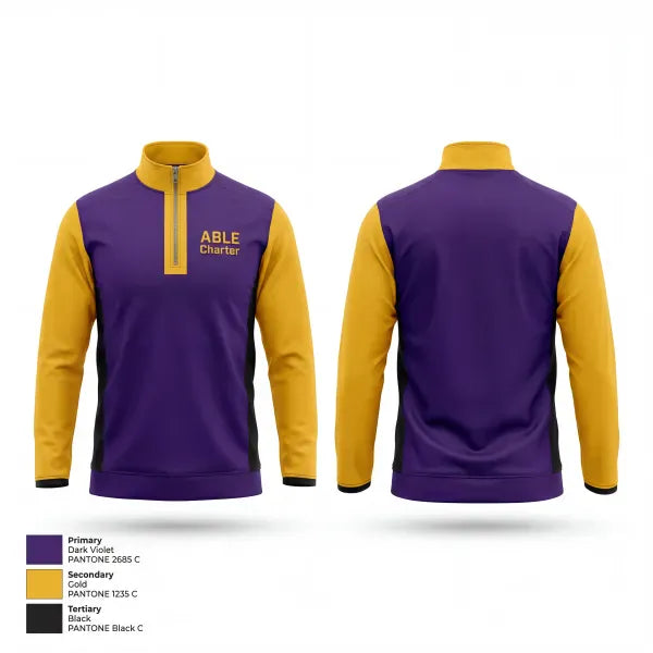 Quarter Zip Jacket, ABLE Charter, Men's Volleyball, Teamtime, Team time, sublimation, custom sports apparel, team uniforms, spirit wear, spiritwear, sports uniforms, custom shirts, team store, custom team store, fundraiser sports, apparel fundraiser