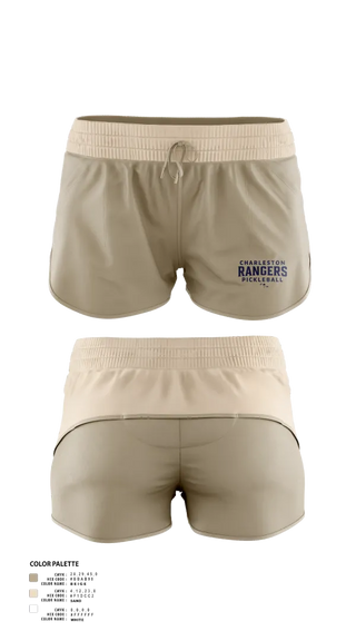 Womens Shorts, Charleston Rangers Pickleball, Tennis, Teamtime, Team time, sublimation, custom sports apparel, team uniforms, spirit wear, spiritwear, sports uniforms, custom shirts, team store, custom team store, fundraiser sports, apparel fundraiser
