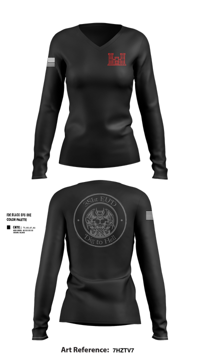 351st EUD 76149457 Women's Long Sleeve V-neck Shirt - 1