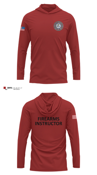 Long Sleeve hooded sunshirt, FBOP FIREARMS INSTRUCTOR, Police, Teamtime, Team time, sublimation, custom sports apparel, team uniforms, spirit wear, spiritwear, sports uniforms, custom shirts, team store, custom team store, fundraiser sports, apparel fundraiser