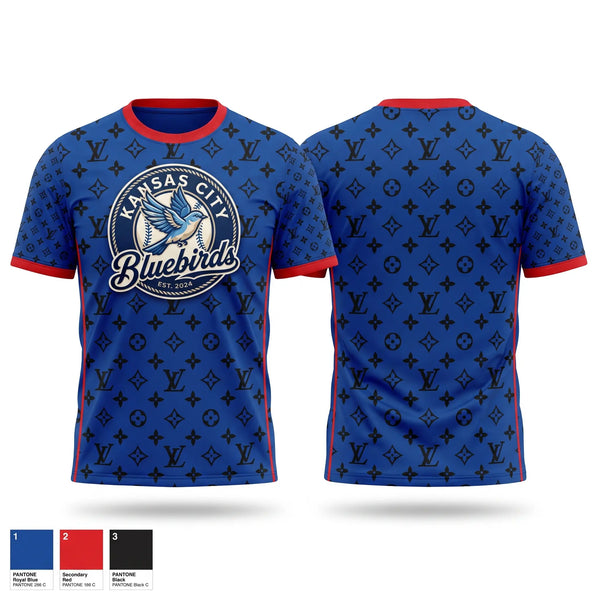Short Sleeve Performance Shirt, Kansas City Bluebirds, Baseball, Teamtime, Team time, sublimation, custom sports apparel, team uniforms, spirit wear, spiritwear, sports uniforms, custom shirts, team store, custom team store, fundraiser sports, apparel fundraiser