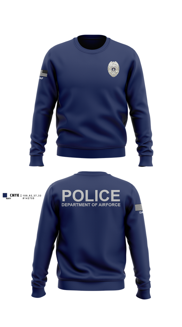 Crew Neck Sweatshirt, DEPARTMENT OF AIRFORCE, Police, Teamtime, Team time, sublimation, custom sports apparel, team uniforms, spirit wear, spiritwear, sports uniforms, custom shirts, team store, custom team store, fundraiser sports, apparel fundraiser