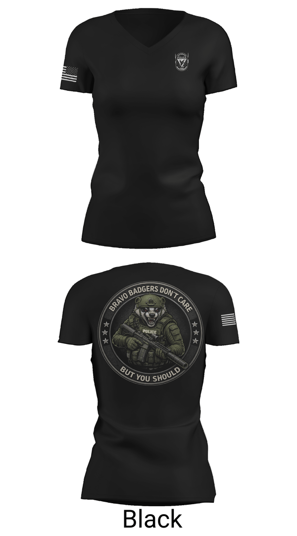 Womens Short Sleeve Vneck Shirt, Saginaw Police Emergency Services Team, Police, Teamtime, Team time, sublimation, custom sports apparel, team uniforms, spirit wear, spiritwear, sports uniforms, custom shirts, team store, custom team store, fundraiser sports, apparel fundraiser