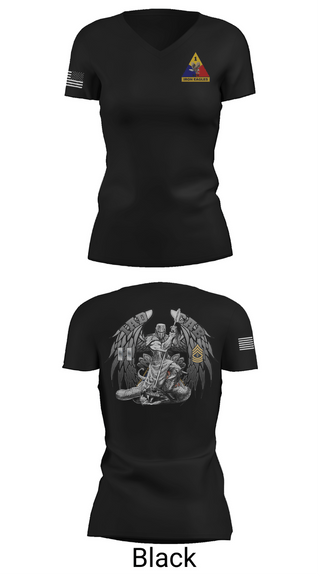 Womens Short Sleeve Vneck Shirt, HHC BDE, 1AD CAB, Army, Teamtime, Team time, sublimation, custom sports apparel, team uniforms, spirit wear, spiritwear, sports uniforms, custom shirts, team store, custom team store, fundraiser sports, apparel fundraiser
