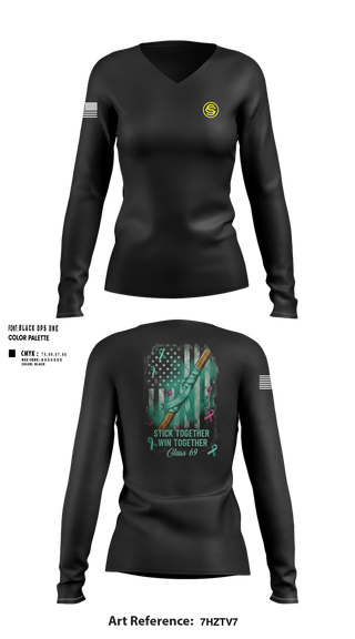 Womens Long Sleeve Vneck Shirt, Texas Officer Candidate Class 69, , Teamtime, Team time, sublimation, custom sports apparel, team uniforms, spirit wear, spiritwear, sports uniforms, custom shirts, team store, custom team store, fundraiser sports, apparel fundraiser