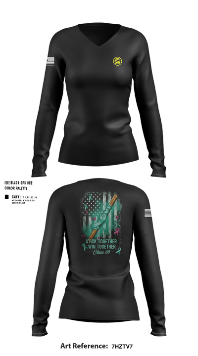 Texas Officer Candidate Class 69 17014937 Women's Long Sleeve V-neck Shirt - 105