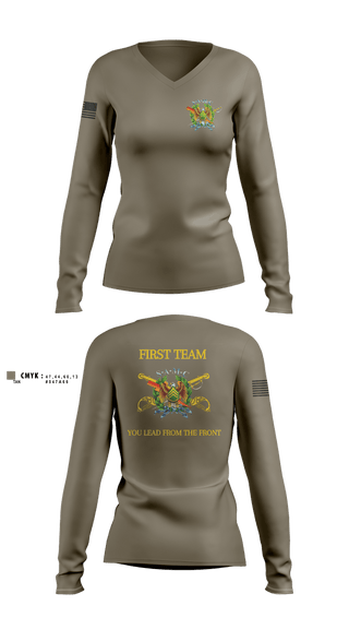 Womens Long Sleeve Vneck Shirt, Fort Hood Sergeant Audie Murphy Club, Army, Teamtime, Team time, sublimation, custom sports apparel, team uniforms, spirit wear, spiritwear, sports uniforms, custom shirts, team store, custom team store, fundraiser sports, apparel fundraiser