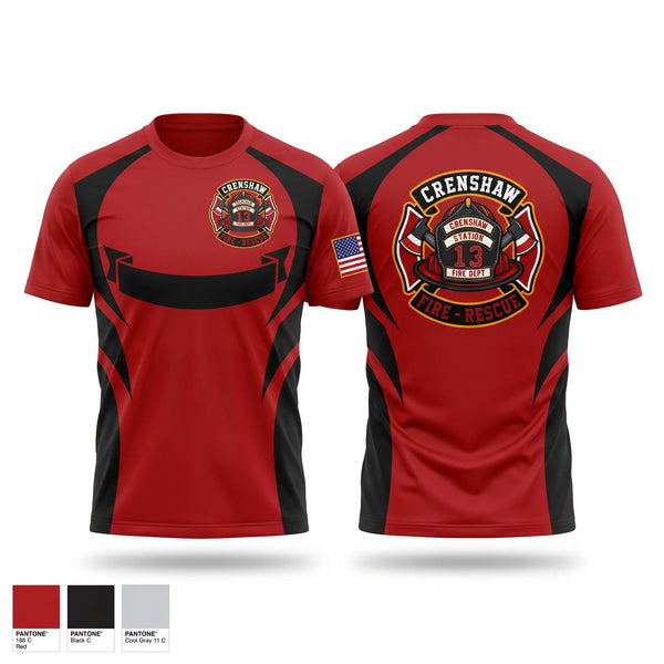 Short Sleeve Performance Shirt, Crenshaw, Fire Department, Teamtime, Team time, sublimation, custom sports apparel, team uniforms, spirit wear, spiritwear, sports uniforms, custom shirts, team store, custom team store, fundraiser sports, apparel fundraiser