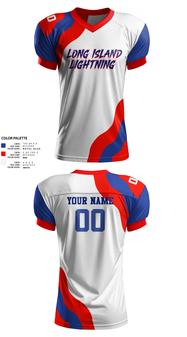 Football Jersey, LI LIGHTNING, , Teamtime, Team time, sublimation, custom sports apparel, team uniforms, spirit wear, spiritwear, sports uniforms, custom shirts, team store, custom team store, fundraiser sports, apparel fundraiser