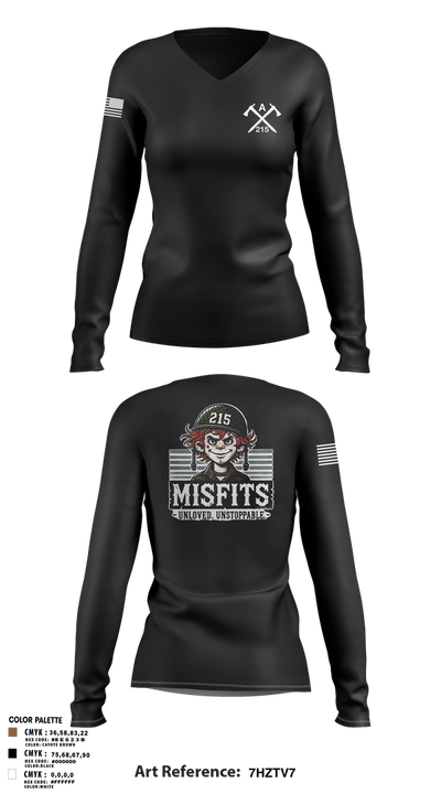 CAT 215 64417206 Women's Long Sleeve V-neck Shirt - 7