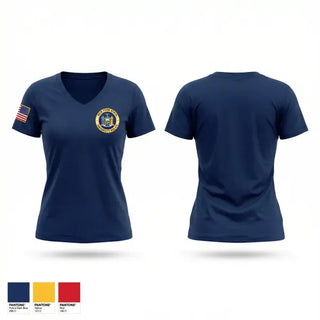 Womens Short Sleeve Vneck Shirt, New York State University Police at Stonybrook, Police, Teamtime, Team time, sublimation, custom sports apparel, team uniforms, spirit wear, spiritwear, sports uniforms, custom shirts, team store, custom team store, fundraiser sports, apparel fundraiser
