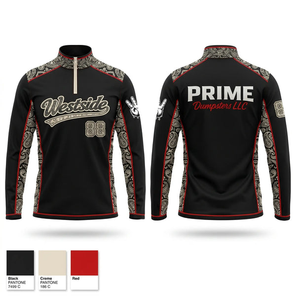 Quarter Zip Jacket, Westside, Softball, Teamtime, Team time, sublimation, custom sports apparel, team uniforms, spirit wear, spiritwear, sports uniforms, custom shirts, team store, custom team store, fundraiser sports, apparel fundraiser