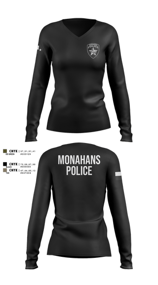 Womens Long Sleeve Vneck Shirt, MONAHANS POLICE DEPARTMENT, Police, Teamtime, Team time, sublimation, custom sports apparel, team uniforms, spirit wear, spiritwear, sports uniforms, custom shirts, team store, custom team store, fundraiser sports, apparel fundraiser