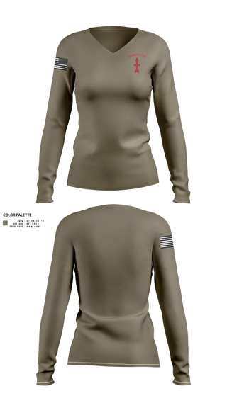 Womens Long Sleeve Vneck Shirt, bravo company, Army, Teamtime, Team time, sublimation, custom sports apparel, team uniforms, spirit wear, spiritwear, sports uniforms, custom shirts, team store, custom team store, fundraiser sports, apparel fundraiser