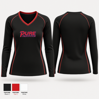 Womens Long Sleeve Vneck Shirt, team name, Softball, Teamtime, Team time, sublimation, custom sports apparel, team uniforms, spirit wear, spiritwear, sports uniforms, custom shirts, team store, custom team store, fundraiser sports, apparel fundraiser