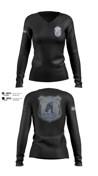 Womens Long Sleeve Vneck Shirt, LEO Support Foundation, Police, Teamtime, Team time, sublimation, custom sports apparel, team uniforms, spirit wear, spiritwear, sports uniforms, custom shirts, team store, custom team store, fundraiser sports, apparel fundraiser