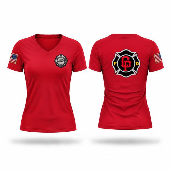Womens Short Sleeve Vneck Shirt, CPC PASADENA, Fire Department, Teamtime, Team time, sublimation, custom sports apparel, team uniforms, spirit wear, spiritwear, sports uniforms, custom shirts, team store, custom team store, fundraiser sports, apparel fundraiser