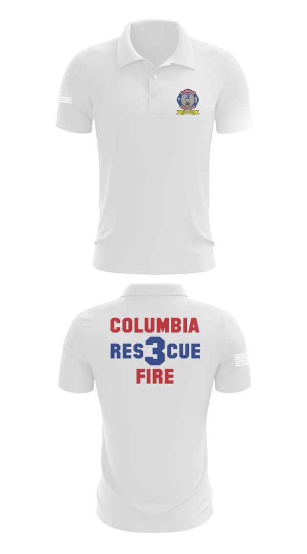 Short Sleeve Performance Polo, Columbia Fire Department RESCUE3, Fire Department, Teamtime, Team time, sublimation, custom sports apparel, team uniforms, spirit wear, spiritwear, sports uniforms, custom shirts, team store, custom team store, fundraiser sports, apparel fundraiser
