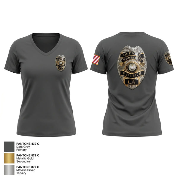 Womens Short Sleeve Vneck Shirt, Jeanerette Police Department, Police, Teamtime, Team time, sublimation, custom sports apparel, team uniforms, spirit wear, spiritwear, sports uniforms, custom shirts, team store, custom team store, fundraiser sports, apparel fundraiser