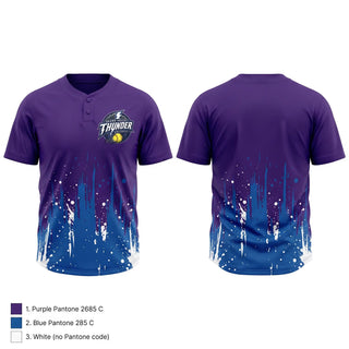 Two Button Softball Jersey, Thunder, Softball, Teamtime, Team time, sublimation, custom sports apparel, team uniforms, spirit wear, spiritwear, sports uniforms, custom shirts, team store, custom team store, fundraiser sports, apparel fundraiser
