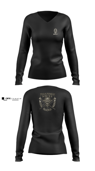 Womens Long Sleeve Vneck Shirt, Roanoke SWAT, Police, Teamtime, Team time, sublimation, custom sports apparel, team uniforms, spirit wear, spiritwear, sports uniforms, custom shirts, team store, custom team store, fundraiser sports, apparel fundraiser