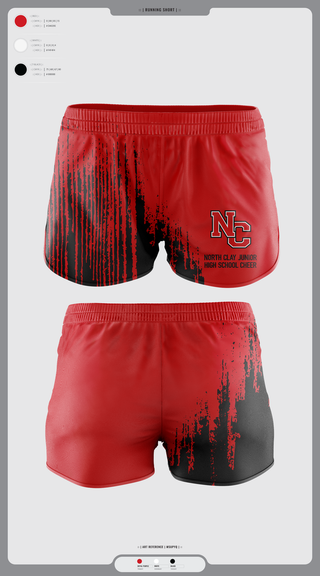 Womens Shorts, North Clay Junior High School Cheer, Cheer, Teamtime, Team time, sublimation, custom sports apparel, team uniforms, spirit wear, spiritwear, sports uniforms, custom shirts, team store, custom team store, fundraiser sports, apparel fundraiser
