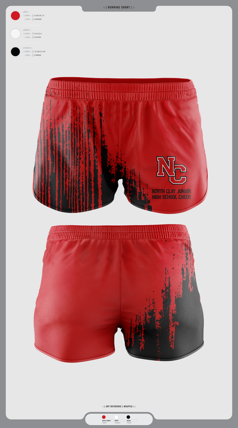 Womens Shorts, North Clay Junior High School Cheer, Cheer, Teamtime, Team time, sublimation, custom sports apparel, team uniforms, spirit wear, spiritwear, sports uniforms, custom shirts, team store, custom team store, fundraiser sports, apparel fundraiser