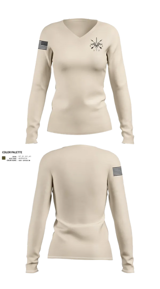 Womens Long Sleeve Vneck Shirt, 0326, Army, Teamtime, Team time, sublimation, custom sports apparel, team uniforms, spirit wear, spiritwear, sports uniforms, custom shirts, team store, custom team store, fundraiser sports, apparel fundraiser