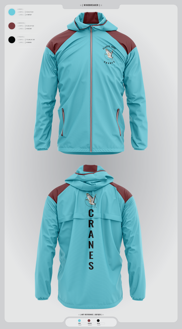 Windbreaker, Cranes, Spirit Store, Teamtime, Team time, sublimation, custom sports apparel, team uniforms, spirit wear, spiritwear, sports uniforms, custom shirts, team store, custom team store, fundraiser sports, apparel fundraiser