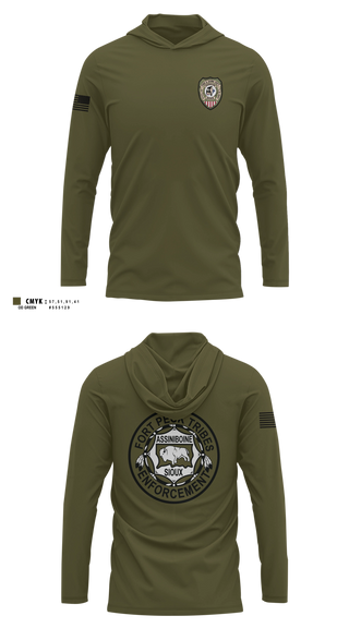 Long Sleeve hooded sunshirt, Fort Peck Tribal Fish & Game, Space Force, Teamtime, Team time, sublimation, custom sports apparel, team uniforms, spirit wear, spiritwear, sports uniforms, custom shirts, team store, custom team store, fundraiser sports, apparel fundraiser